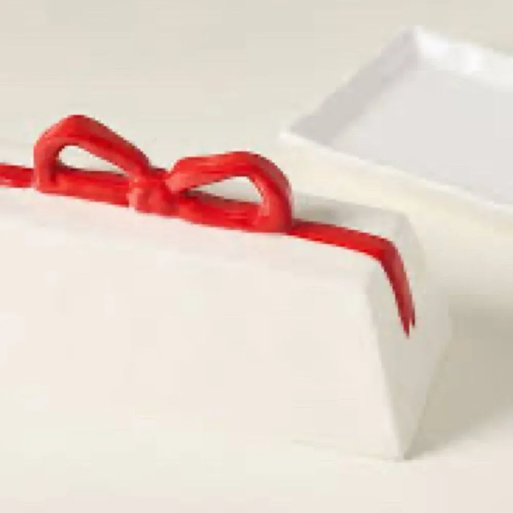 Anthropologie Benedita Bow Ceramic Stoneware Butter Dish Red Ribbon Ivory New